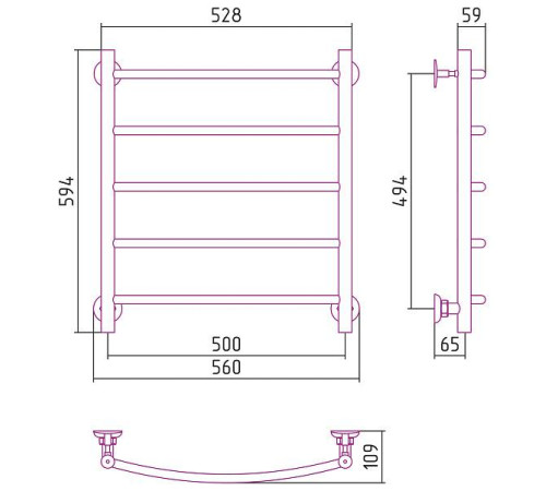 Полотенцесушитель водяной Стилье Версия-Н2 50x60 см без покрытия 00622-6050