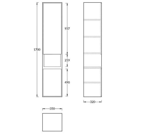 Пенал подвесной Kerama Marazzi PLAZA Modern 170 белый PLB.M.170\WHT.V