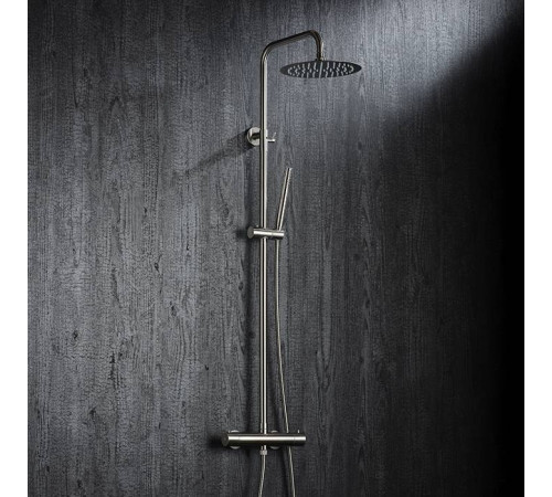 Душевая стойка с термостатом Newform X-STEEL 316 верхний душ 250 мм INOX 69650X.50.050