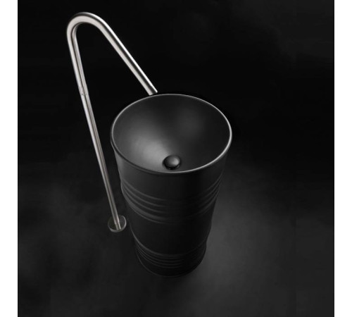 Раковина напольная Kerasan Artwork Barrel 45x90 см слив в стену без отверстия черный матовый 474331