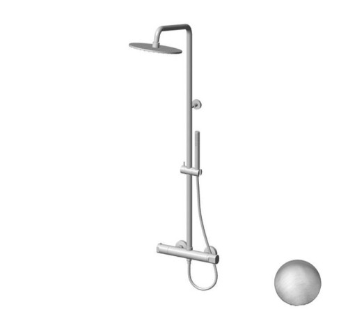 Душевой комплект Gattoni термостатический смеситель стойка лейка 250 мм Nickel Spazzolato KIT/TS60NS