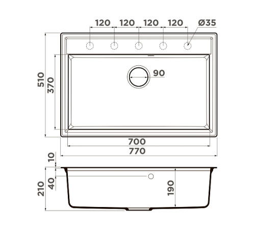 Кухонная мойка Omoikiri Daisen 77-SA Artgranit 77х51 см бежевый 4993631
