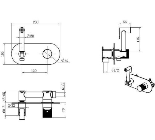 Гигиенический душ со смесителем Boheme Stick хром 127-CRCR