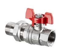 Кран шаровой Oventrop Optibal DN 15 1/2 НВ PN 16 ручка-бабочка с ниппелем и накидной гайкой 1075804