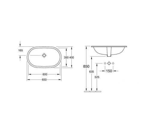 Раковина встраиваемая под столешницу Villeroy & Boch O.novo 60x35 см альпийский белый 41626001