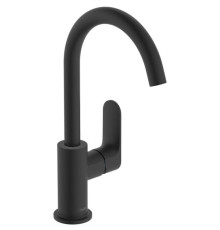Смеситель для раковины Hansgrohe Rebris S 210 с поворотным изливом и сливным гарнитуром матовый черный 72536670
