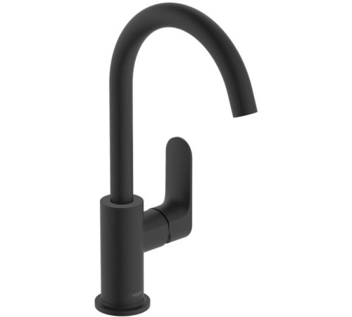 Смеситель для раковины Hansgrohe Rebris S 210 с поворотным изливом и сливным гарнитуром матовый черный 72536670