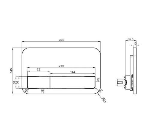 Клавиша смыва Villeroy & Boch ViConnect E200 хром глянцевый 92249061