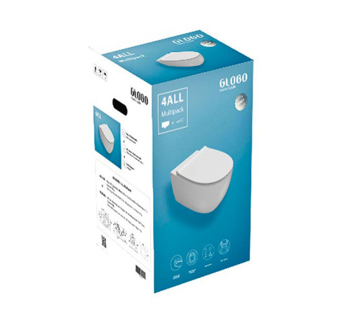 Комплект унитаз подвесной Globo 4ALL 54х36 см с сиденьем белый MDS03KBI