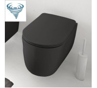 Унитаз безободковый подвесной Kerasan Nolita 55х35 см Tornado с креплениями черный матовый 531531