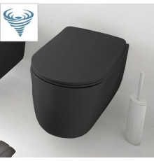 Унитаз безободковый подвесной Kerasan Nolita 55х35 см Tornado с креплениями черный матовый 531531