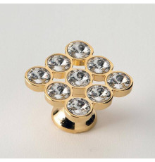 Ручка-кнопка мебельная EBAN Strass Золото Swarovski FACSTPO09OR
