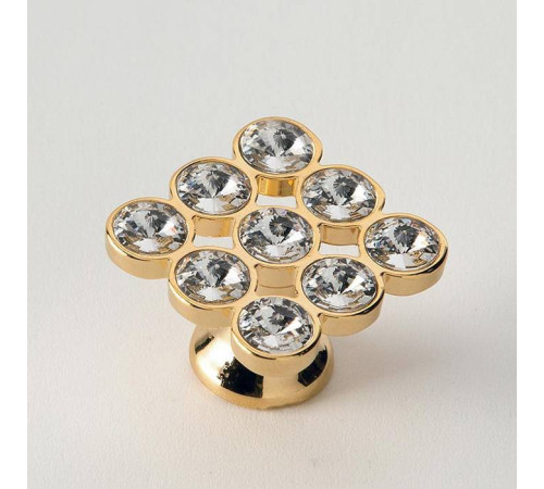 Ручка-кнопка мебельная EBAN Strass Золото Swarovski FACSTPO09OR