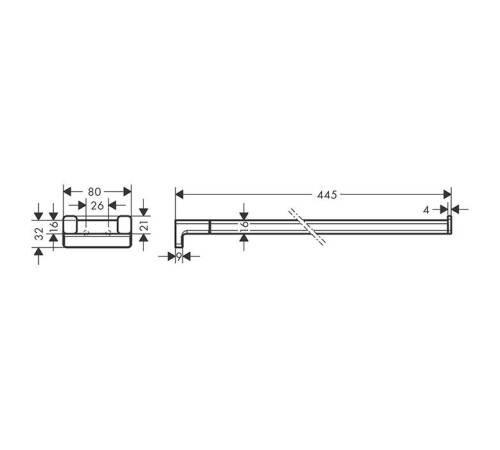 Полотенцедержатель Hansgrohe AddStoris 445 мм двухрожковый черный матовый 41770670