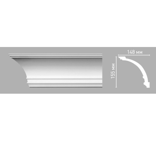 Плинтус потолочный гладкий Decomaster 155х148х2400 мм 96273