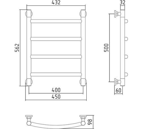 Полотенцесушитель водяной Сунержа Галант 400x500 мм без покрытия 00-0200-5040