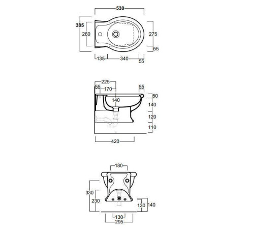 Биде подвесное Simas Lante 53x38 см 1 отверстие белый LA19bi