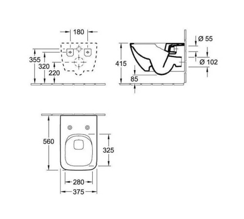 Биде подвесное Villeroy & Boch Venticello 375х560 мм 44110001