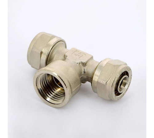 Тройник обжимной Uni-Fitt никелированный 16х1/2х16 ВР 667N6260