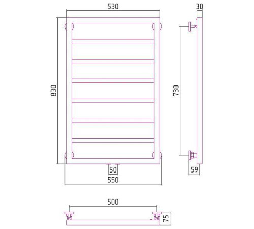 Полотенцесушитель водяной Сунержа Канцлер 500x800 мм матовый черный 31-0254-8050