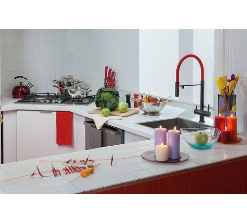 Смеситель для кухни Omoikiri Kanto-GM выдвижной излив под фильтр вороненая сталь 4994013