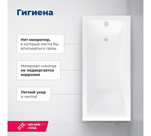 Ванна акриловая Aquanet Bright 180x70 см с каркасом и сливом-переливом 00216662