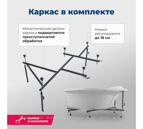 Акриловая ванна Aquanet JAMAICA 160x100 R правая в комплекте 00205503