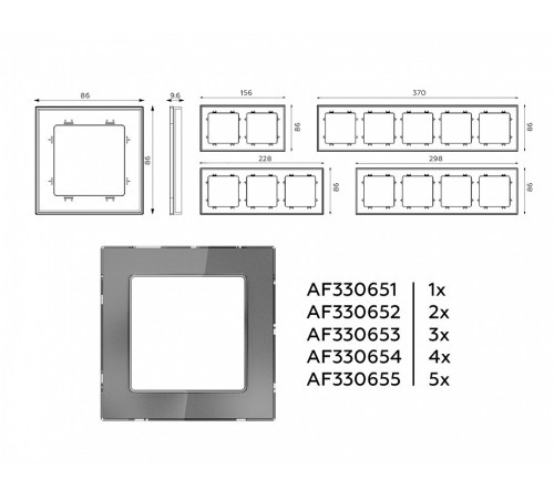 Рамка на 5 постов Ambrella Volt Platos Стекло органическое AF330655