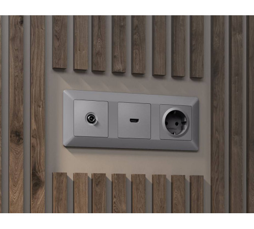 Накладка для розетки с заземлением и со шторками Ambrella Volt Quant AP5070