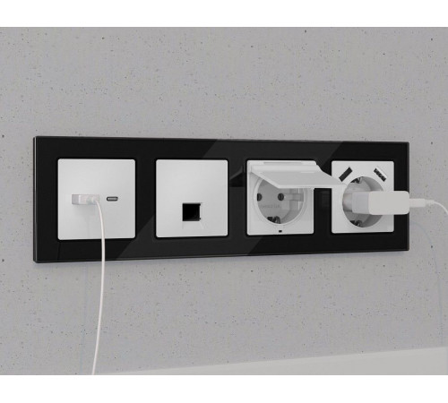 Розетка Ethernet RJ-45 и со шторками, без рамки Ambrella Volt ALFA MA132005