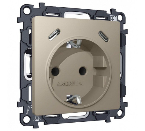 Розетка с заземлением и 2хUSB type C, без рамки Ambrella Volt MA MA370510