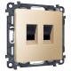 Розетка двойная Ethernet RJ-45 и со шторками, без рамки Ambrella Volt ALFA MA612110