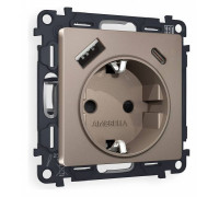 Розетка с заземлением и 2хUSB type A и C, без рамки Ambrella Volt Quant MA640010