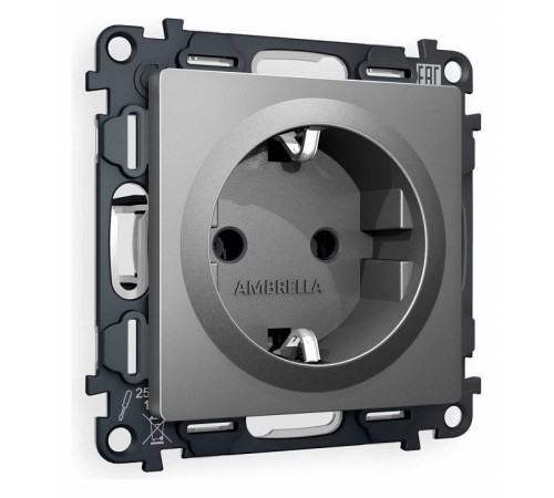 Розетка с заземлением, без рамки Ambrella Volt Quant MA656010