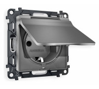 Розетка с заземлением и со шторкой, без рамки с крышкой Ambrella Volt Quant MA658010