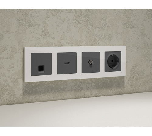 Розетка Ethernet RJ-45 и со шторками, без рамки Ambrella Volt ALFA MA662005