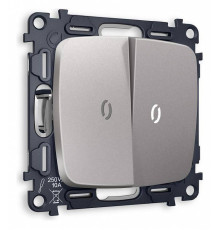 Выключатель проходной двухклавишный с подсветкой без рамки Ambrella Volt Quant MO504035