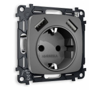 Розетка с заземлением и 2хUSB type A, без рамки Ambrella Volt Quant MO659010