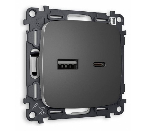 Розетка 2хUSB type A и C без рамки Ambrella Volt Quant MO661010