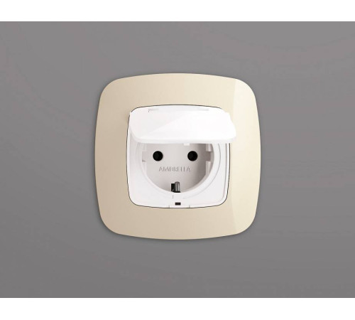 Накладка для розетки влагозащищенной с заземлением и со шторками с крышкой Ambrella Volt Quant OP1080