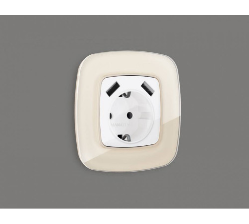 Накладка для розетки с заземлением и со шторками и 2хUSB type A Ambrella Volt Quant OP1090