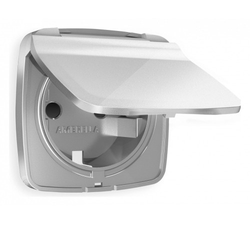 Накладка для розетки влагозащищенной с заземлением и со шторками с крышкой Ambrella Volt Quant OP4080