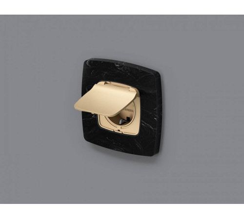 Накладка для розетки влагозащищенной с заземлением и со шторками с крышкой Ambrella Volt Quant OP6080