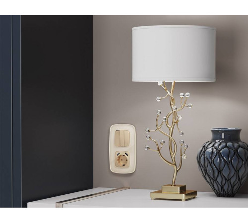 Накладка для розетки с заземлением и со шторками и 2хUSB type A Ambrella Volt Quant OP6090