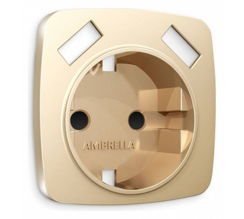 Накладка для розетки с заземлением и со шторками и 2хUSB type A Ambrella Volt Quant OP6090