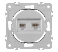 Розетка двойная RJ-11 и Ethernet RJ-45, без рамки Arte Milano am-202 202.44-1.silver