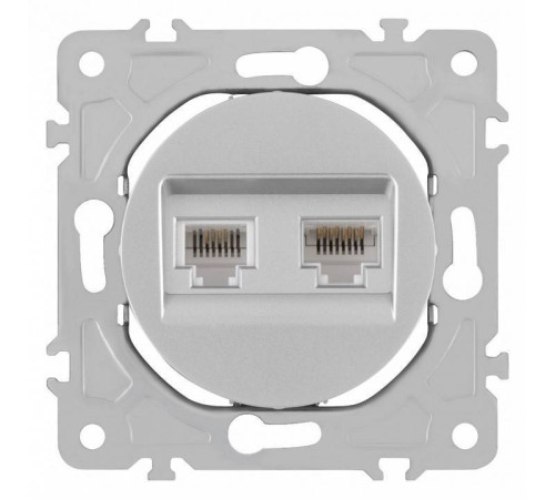Розетка двойная RJ-11 и Ethernet RJ-45, без рамки Arte Milano am-202 202.44-1.silver