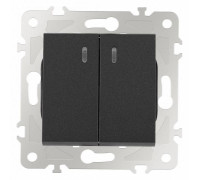 Выключатель двухклавишный с подсветкой без рамки Arte Milano 203 203.31-2.black