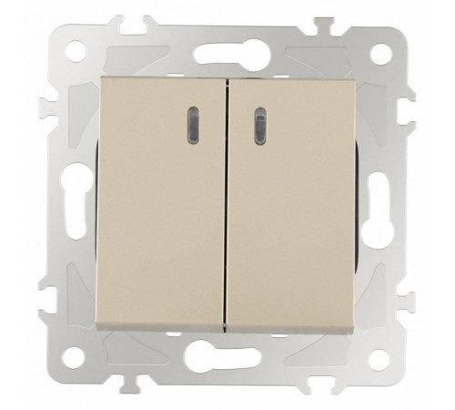 Выключатель двухклавишный с подсветкой без рамки Arte Milano 203 203.31-2.shampan