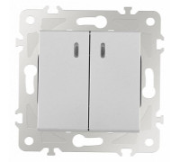 Выключатель двухклавишный с подсветкой без рамки Arte Milano 203 203.31-2.silver